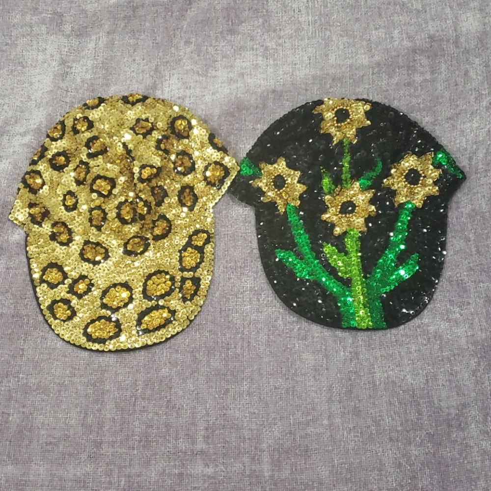 Sunflower and Leopard Sequin Ball Cap Hat Bundle